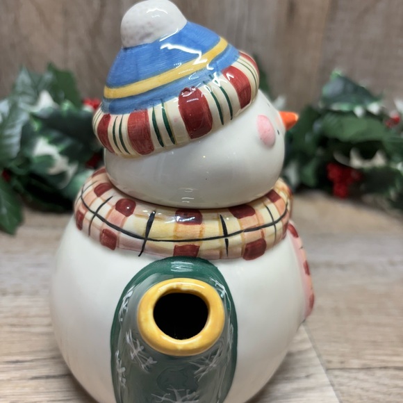 Debbie Mumm Marshmellow Snowman Mini Teapot Sakura Collectors Series 6"VTG - Picture 4 of 11